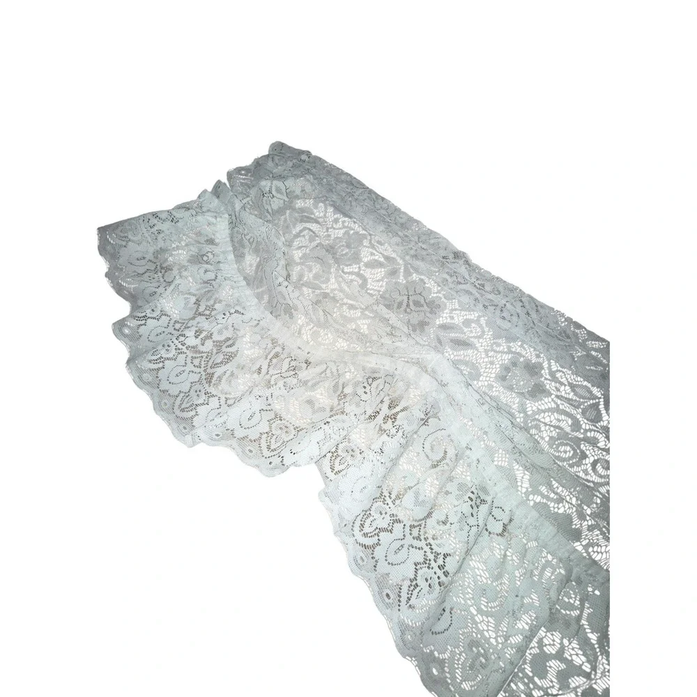 Gorgeous Vintage Lace Valance White Ruffled Short Curtain Fancy Scalloped Single